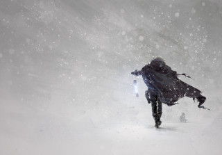 Person walking snow coat light - a coat free wallpaper