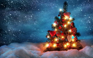 Christmas tree lights ornaments snow 4 - ornament free wallpaper