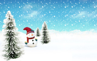 Snowman red hat scarf snowy - the snow next free wallpaper
