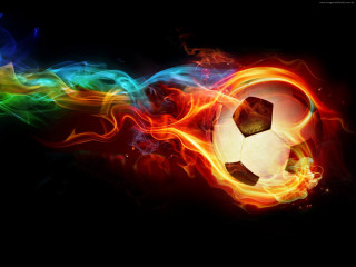 Soccer ball fire smoke black 3 - alain tasso free wallpaper