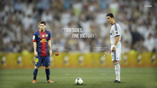 Two soccer players field ball - photo real free wallpaper