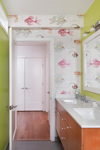 Bathroom sink mirror door fish - anne rigney free wallpaper