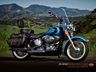 Blue motorcycle road grass mountains - a blue motorcycle free wallpaper
