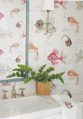 Bathroom sink mirror fish plant - art free wallpaper