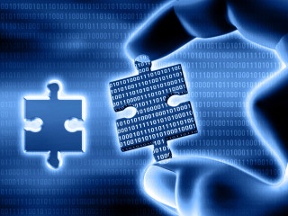 Person holding puzzle piece blue - a blue light in the middle free wallpaper