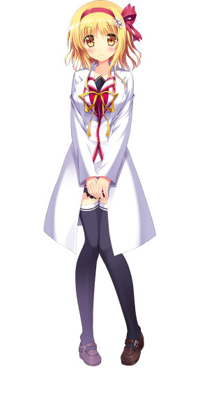 Girl white coat black pants - her chest free wallpaper