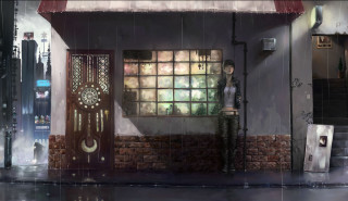 Woman window rain umbrella clock - art station free wallpaper