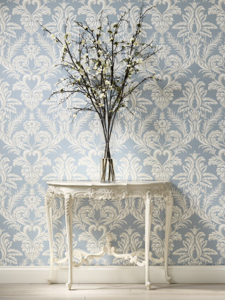 Vase flowers table wallpaper swirl - a flemish baroque free wallpaper