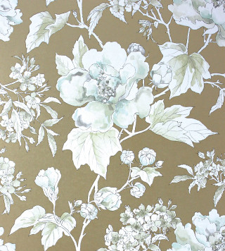 Floral wallpaper white flowers green - a brown background free wallpaper