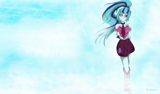 Cartoon girl blue hair pink 2 - fullbody free wallpaper