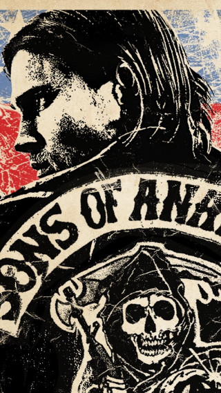 Man skull motorcycle banner sons - poster art free wallpaper