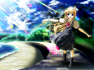 Girl long hair dress walking - overhead free wallpaper