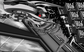 Futuristic city bw red eye - a red eye free wallpaper