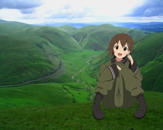 Woman hill green valley river - murata range free wallpaper