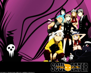 Anime characters group purple background 4 - a skull free wallpaper