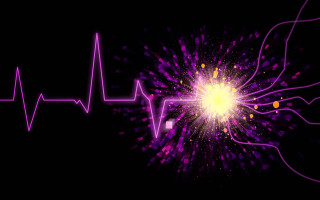 Purple yellow heartbeat black background - the right side free wallpaper