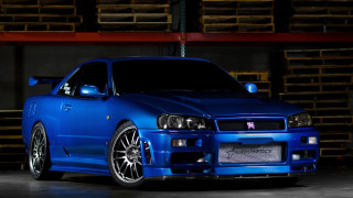 Blue car garage wood pallet - plasticien free wallpaper