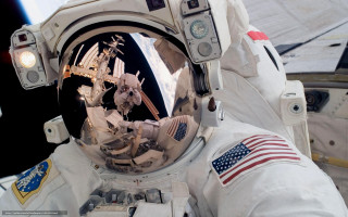 Close up space suit flag - space free wallpaper