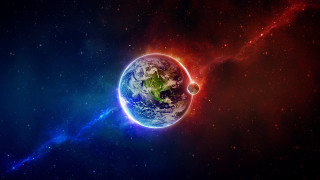 Planet space blue red background 5 - swirl free wallpaper