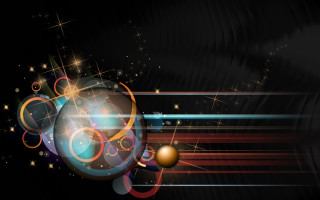 Black background shiny ball stars - dynamic composition free wallpaper