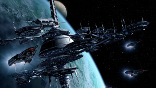 Ships air planet moon background - a group of ships free wallpaper