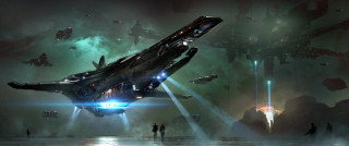 Futuristic space ship cloudy sky - cloudy free wallpaper
