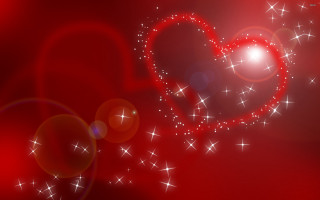 Red heart sparkles background stars - a red heart free wallpaper