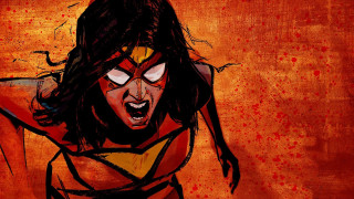 Woman red yellow background painting - andrew robinson free wallpaper