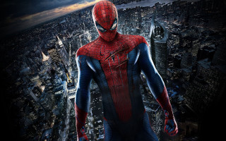 Man spider suit cityscape night 5 - a man in a spider suit free wallpaper