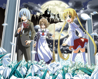 Anime characters full moon castle - neoromanticism free wallpaper