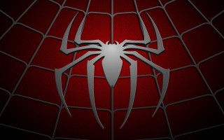 Spider man logo red background - minimalism free wallpaper for desktop