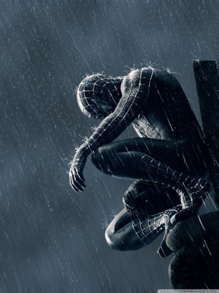 Spiderman rain night city stars - free cyberpunk wallpaper