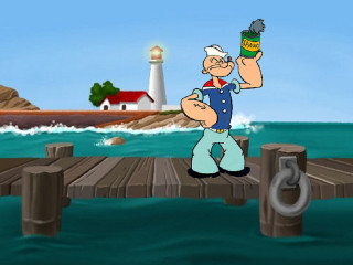 Cartoon character beer dock lighthouse - a bottle of beer free wallpaper