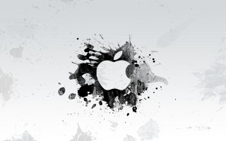 Apple logo white background black - modern free wallpaper