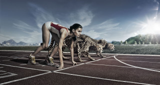 Woman leopard print swimsuit track - a track free wallpaper
