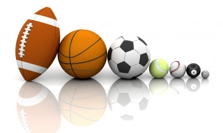 Sports balls group reflection white - a reflection free wallpaper