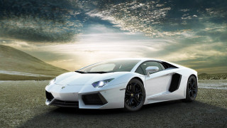 White sports car gravel road - the background and a sunbeam free wallpaper