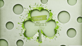 Green shamrock happy message ribbon - a green ribbon free wallpaper