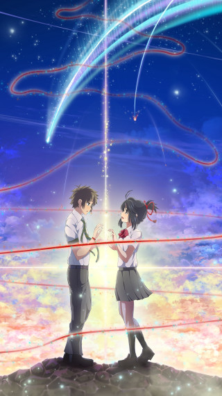 Couple hill stars clouds night - kyoto animation free wallpaper