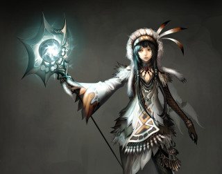 Native american woman crystal ball - arm free wallpaper