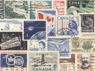 Canadian stamps collage flag jigsaw - a jigsaw puzzle free wallpaper for desktop