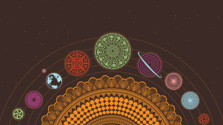 Colorful illustration circle planets stars - planet free wallpaper