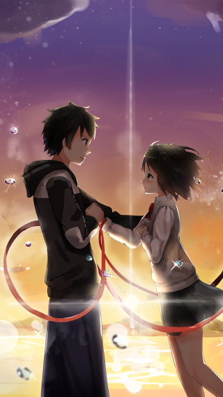 Couple standing ring fire stars - near free wallpaper