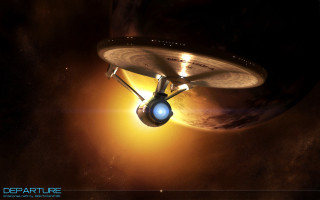 Spaceship flying bright light planet - a space ship free wallpaper