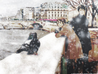 Couple river bird bridge background - aimitsu free wallpaper