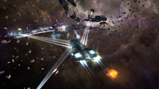 Ships flying space stars debris - a group of ships free wallpaper