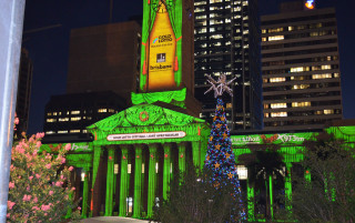 Large building christmas tree lit - interactive free wallpaper