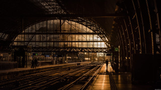 Train station train tracks person - the platform free wallpaper