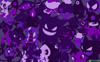 Cartoon characters purple black pattern 3 - a silk screen free wallpaper