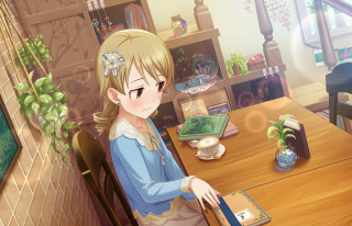 Girl sitting table laptop plant - a girl sitting free wallpaper